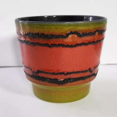 Buy MCM Vintage Ash Molten Lava Glaze Planter Pot Pottery Orange Green Scheurich? • 21.19£
