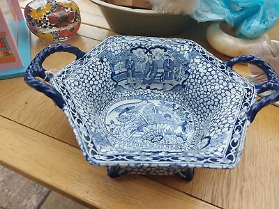 Buy Adams Fruit Bowl Blue And White Chinese Pattern 10ins By 8ins • 17.99£