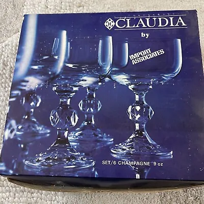 Buy CLAUDIA Bohemian Crystal Champagne/Sherbet Glasses 9 Oz. Cut Ball Stem Set Of 6 • 32.28£