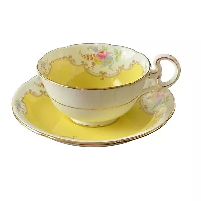 Buy Royal Grafton Bone China Tea Cup Saucer Yellow Pink Blue Yellow Flowers England • 40.71£