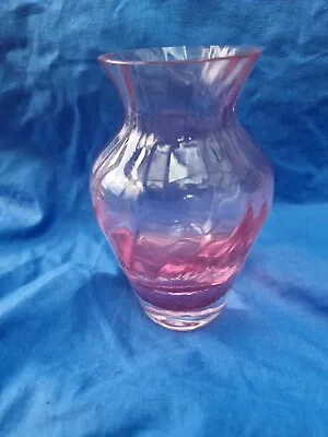 Buy Caithness?  Ribbed Swirling Vase In Cranberry Red To Pink Heavy Weighted To Base • 5£