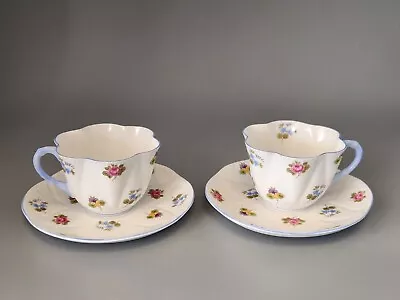 Buy Shelly Fine Bone China Floral Cups And Saucers X2 • 10.50£