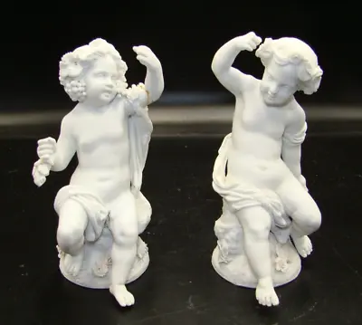 Buy 2 Antique Sevres Parian Ware Cherub Figurines As-Is • 38.52£