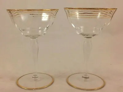 Buy Vintage (2) Crystal Gold Gilt Rings Top & Bottom Sherbet Glasses • 19.20£