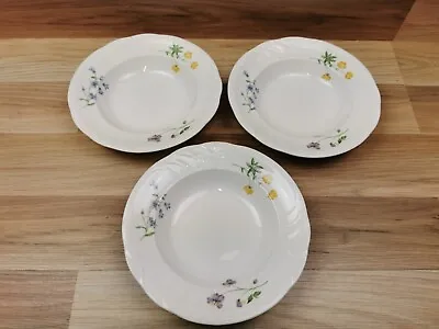 Buy 3 X Vintage Royal Kent Bone China Floral Pattern Rimmed Soup Bowls • 12.99£