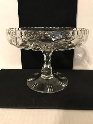 Buy Vintage Cut Glass Pedestal Compote Bowl Dish Diamond And Leaf Pattern • 14.22£