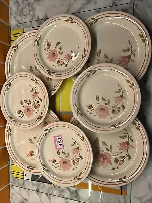 Buy 8x VTG English Ironstone Tableware (EIT) Pink Floral 10” Dinner & 8” Side Plates • 19.50£