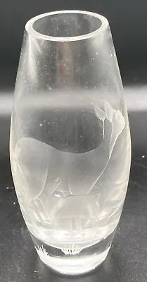 Buy Vintage Stuart Strathearn Crystal Cut Glass Deer Stag Fawn Design Bud Vase • 10£