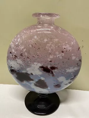 Buy Antique SCHNEIDER Hand Blown Art Glass Round Art Deco Footed Statement Vase 1920 • 868.62£