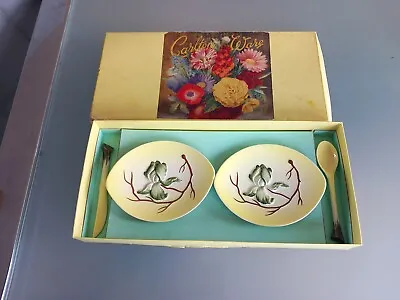 Buy CARLTON WARE PAIR Of IRIS JAM & BUTTER DISHES+ SPOON & BUTTER KNIFE  BOXED. VGC. • 16£