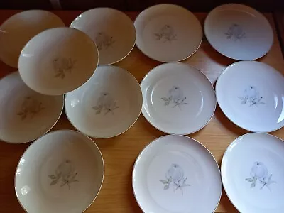 Buy 12pcs X Thomas Germany 'Blue Rose' Fine China - Dessert Bowls + Snack Plates • 40£