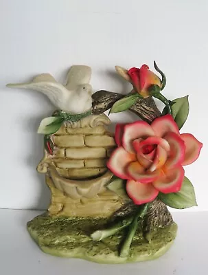Buy Vintage Capodimonte Porcelain Figurine Hand Made In Italy Dove Rose Fountain • 9.99£