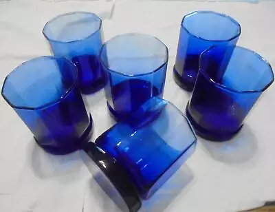 Buy 6 Anchor Hocking Cobalt Blue Essex Tumblers Double Old Fashioned VGUC! • 24.07£
