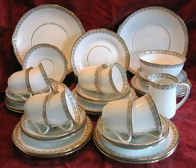 Buy 35 Piece Part Tea Set Roses & Bows Trios Cups Saucers Late Victorian Period    • 100£