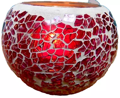 Buy Tea Light Candle Holder Globe Cracked Glass Pink Mosaic Vintage FREEPOST • 7.99£