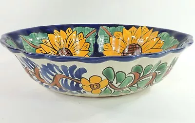 Buy Talavera Mexican Pottery Oval Sunflower Bowl 13 X 10  By Tali Torres Yellow Blue • 43.15£