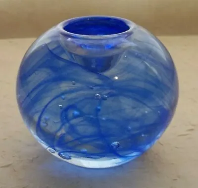 Buy Kosta Boda Art Glass Blue Swirl Bubble Tea Light Votive Candle Holder (b2) • 28.44£