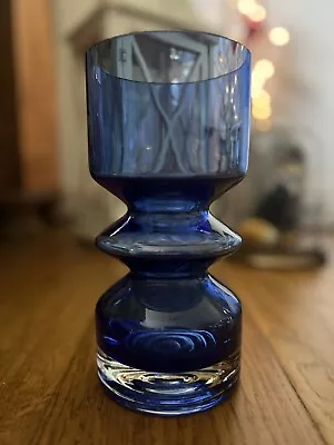 Buy Vintage Riihimaki Blue Hooped Vase, Design Tamara Aladin No 1472 • 56£