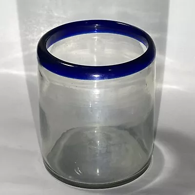 Buy Mexican Hand Blown Glassware Cobalt Blue Rim 4” Tumbler 10 Oz. Used • 11.39£