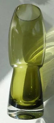 Buy Riihimaki Riihimaen Tamara Aladin  Olive Green Glass Vase Vintage MCM • 31.99£