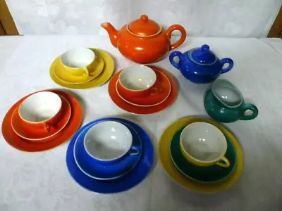 Buy Vintage 20 Piece Child’s China Tea Set Bright Colors Japan • 52.11£