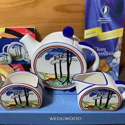 Buy  Wedgwood Clarice Cliff Holly Tree Pattern Teapot Set Creamer Sugar Pot  • 296.91£