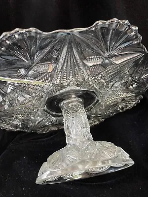 Buy Antique American Brilliant Period Pedestal Pressed Glass Cake Plate Platter • 46.03£