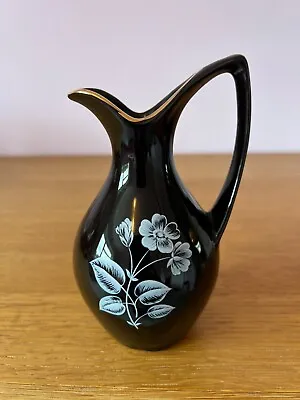 Buy Wade Ewer/Jug  Black With White Flowers And Gold Trim 5.75  High VGC • 3.99£