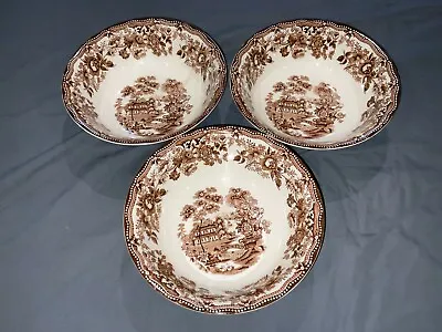 Buy (3) Royal Staffordshire Alfred Meakin Tonquin Brown 8-1/2  Round Bowls • 28.45£