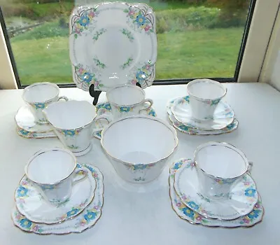 Buy Tuscan China Rh & SL Plant 3348 Pattern Hand Painted 18 PC Cups Saucers C1930s • 38£