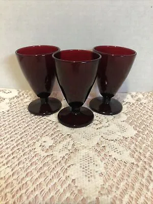 Buy Anchor Hocking Glass Royal Ruby Red Footed Glassware Cordials-Set Of 3 • 19.29£