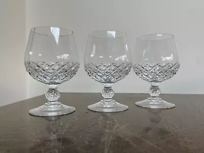 Buy Set Of 3 Vintage Cut Glass Brandy Glasses • 24.95£