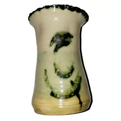 Buy Moffat Pottery Of Scotland Vase Cream W/ Blue Green Swirl Glazed Signed Handmade • 19.16£