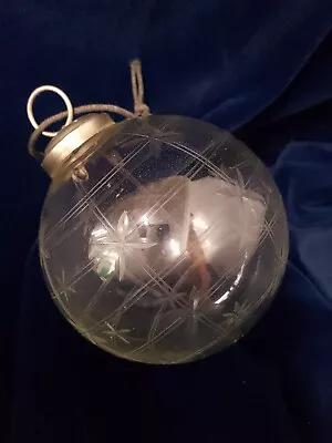 Buy Vintage Cut Glass Christmas Tree Bauble 9.5cmOrb/Silver Colour Top • 22£