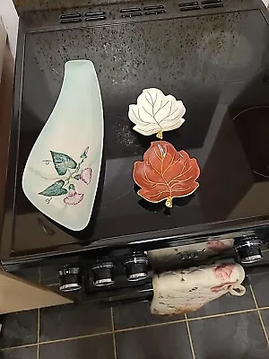 Buy Carlton Ware Hand Painted Floral Decorated Dish And 2 X Leaf Shaped Dishes • 3£