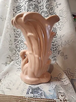 Buy Vtg MCM Pink Swan McCoy Pottery  Glaze Relief Design Figural 9.5 In. Vase • 38.43£