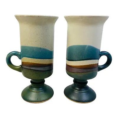 Buy Otagiri Set Of 2 Vintage Footed Stoneware Irish Coffee Mugs Hand Painted • 18.97£