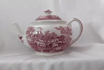 Buy Adams Ironstone Teapot Pot English Scenic Red/Pink Good Condition  • 34.99£