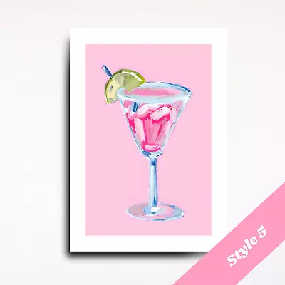 Buy Pink Trendy Wall Art, Cowboy Boots Print, Cocktail, Lemon Branch,Cake Posters • 4.99£