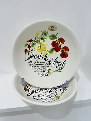 Buy CERAMICA CUORE S/2 SALAD/PASTA/SERVING BOWL Tomatoes Tuscan Home ITALY Handcraft • 34.99£