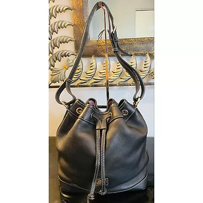 Buy Dooney & Bourke Florentine Drawstring Bucket Bag Black Leather Large J1951851 • 166.03£