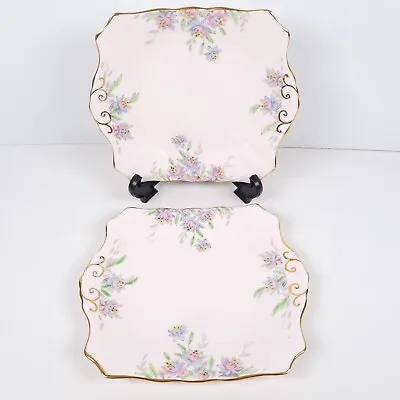Buy Plant Tuscan China Cake Sandwich Square Plates 23cm Vintage Pink Floral X 2 • 23.05£