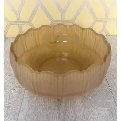 Buy Sowerby Amber Frosted Glass Fruit Bowl No 2565 - Vintage Glass Bowl Rose Design • 13£