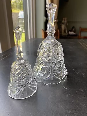Buy 2 Vintage Glass Crystal Hand Bells • 9.99£