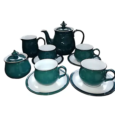 Buy Denby Green Tea Set- Inc Teapot- Cups And Saucers- Milk Jug And Sugar Bowl • 29.99£