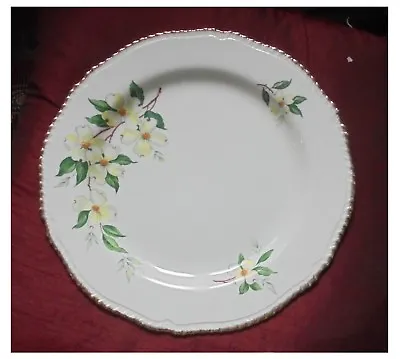 Buy Wood And Sons England Serving Plate Gilt Rim White Flowers - 25cms • 12.75£
