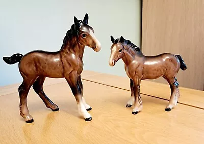 Buy Beswick Horse Foals The Shire Small & Large Brown Gloss  Very Detailed A/f • 9.99£