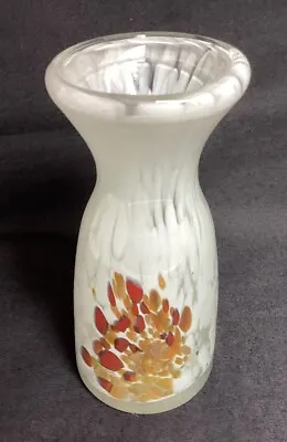 Buy PRETTY MDINA  ART  GLASS VASE  WHITE WITH SPECKLES  - 13 Cms TALL  & IN EXC COND • 5.99£