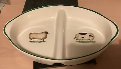 Buy * T G Green Pottery Cloverleaf Farm Animals Divided Oval Serving Dish • 14.99£