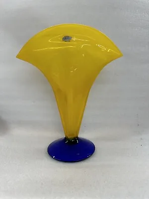 Buy RICHARD BLENKO Glass Vase Fan Shape - Signed W/ Original Label 2001 - Mint • 160.10£